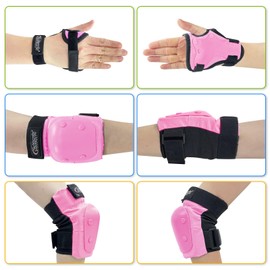 MammyGol Girls Knee Pads Elbow Pads Wrist Guards set 6 in 1 for Kids Ages 3-9 -Boys Knee Pads Protection Gear for Roller Skates Bike Cycling Skateboard Scooter(Pink)