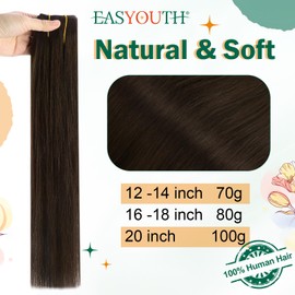 Easyouth Secret Wire Extensions Real Hair with Wire Brown Hair Pieces Real Hair Wire Dark Brown 30 cm 70 g Fish Line Hair Extensions #2