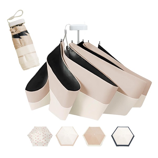 2025 Design Folding Umbrella, Pouch with Carabiner, Thin Storage, Parasol,