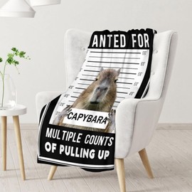 Capybara Blanket Gifts - 80x60 Inches Cute Throw Blanket for Women, Men - Black Soft Plush Blankets for Bed, Couch & Travel