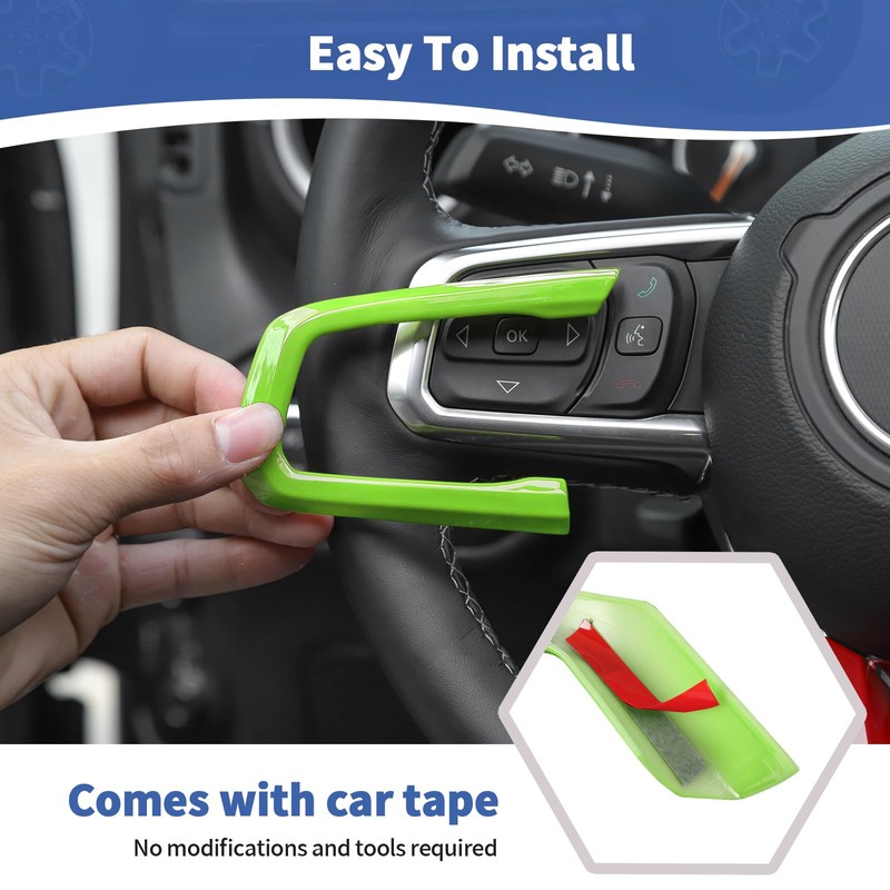 RT-TCZ for Wrangler JL Steering Wheel Trim Decal Panel Green