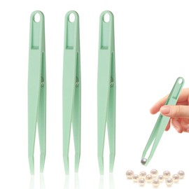 3Pcs Sticker Tweezers Craft Tweezers for Crafting Flat Head Tweezers Pickup Tweezers Craft Flat Tip with Spring Plastic Tweezers Craft Tweezers for Stickers Scrapbooking Eyelash Extensions Green