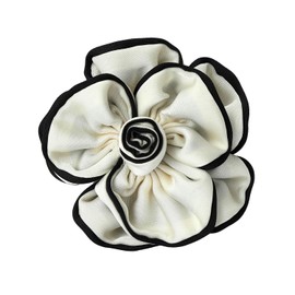 Camellia Flower Brooch Pin for Women Black Flower Brooches Large Fabric Flowers Brooch for Women Dress Accessorie (White flower brooch)