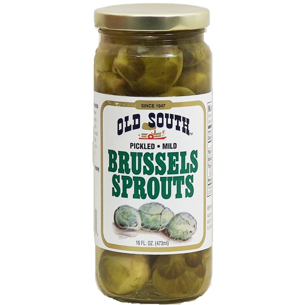 Old South brussels sprouts, pickled, mild, 16-oz. glass jar