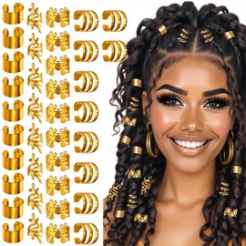 Ymapinc 40Pcs Hair Cuffs for Braids, Gold Hair Jewelry for Braid Accessories Loc Jewelry Clips Metal Dreadlock Braided Charms Decoration for Women Girls Non-Piercing Ear Clips