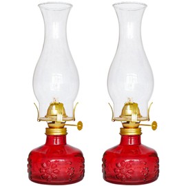 2 Pcs Chamber Oil Lamps, Glass Clear Color Kerosene Lamp for Indoor Use Home Decorative Rustic Hurricane Lamp Oil Lantern 11" Vintage Oil Lamp for Tabletop Decor Lighting