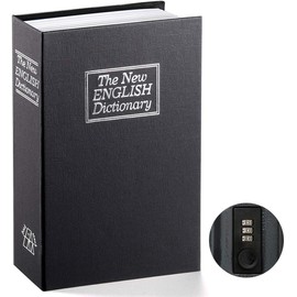 Book Safe with Combination Lock Dictionary Diversion Money Box, Portable Safe Box, Great for storing Money (Small, black)