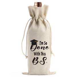 BARREEMO Funny Bachelor of Science Degree Graduation Gifts Wine Bag Gifts for College Graduate I'm so Done with This BS Wine Bottle Bag for BS Graduation Party Decorations