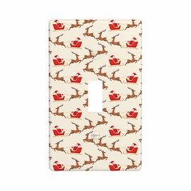 Moslion Christmas Santa Claus Reindeer Duplex Wall Plate Covers Santa Deer Single Toggle Light Switch Outlet Cover Plug Decor Home Office Living Room