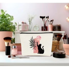 Dejfel Black Cats Makeup Bag,Mid Century Abstract Cosmetic Bags Zipper Pouch Travel Toiletry Bag for Women,Gifts for Cat Lovers,Gifts for Birthday Party Girls Travel Storage Accessories