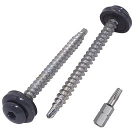 SKIR'CO (20 pcs) Metal Roofing Screws, 4.8 x 60 mm Painted Self-Drilling Screws With EPDM Washers, Torx Head (Graphite Grey RAL 7024)