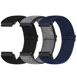 Runostrich Quick Release Nylon Watch Band - Choice of Width - 18mm, 19mm, 20mm, 22mm, 24mm Elastic Watch Straps Adjustable Stretchy Solo Loop Sport Nylon Replacement Wristband for Women Men, 3pcs