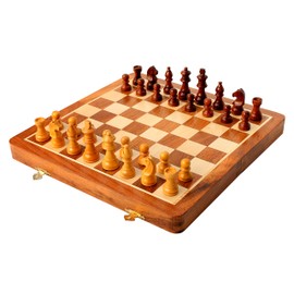 StonKraft Wooden Folding Chess Game Board Set + Wooden Chess Pieces (16" x 16" inches), Best Gift idea.