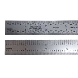 PEC Tools 502-006 6" 5R USA Rigid Steel Rule, reads 32nds, 64ths, 10ths, 100ths.