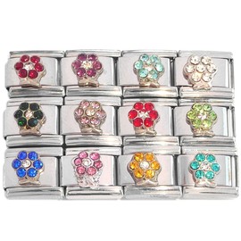 Set of 12 Flower Italian Charms - All Months January, February, March, April, May, June, July, August, September, October, November, December
