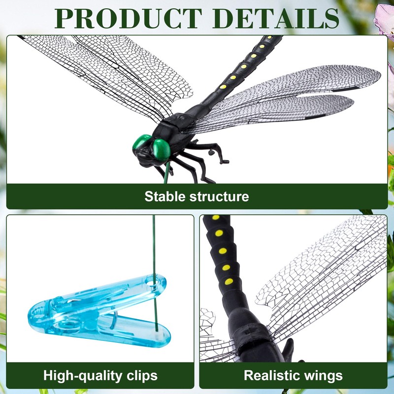 BEIQIYA Dragonfly Clips, Artificial 3D Simulation Dragonflies Hat Clip, Fly