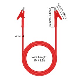 4Pcs Dual Ended Crocodile Alligator Clips Test Leads Dual Ended Crocodile Wire with Insulators Clips for Electrical Test(Wire Length 39.37inch/1m)
