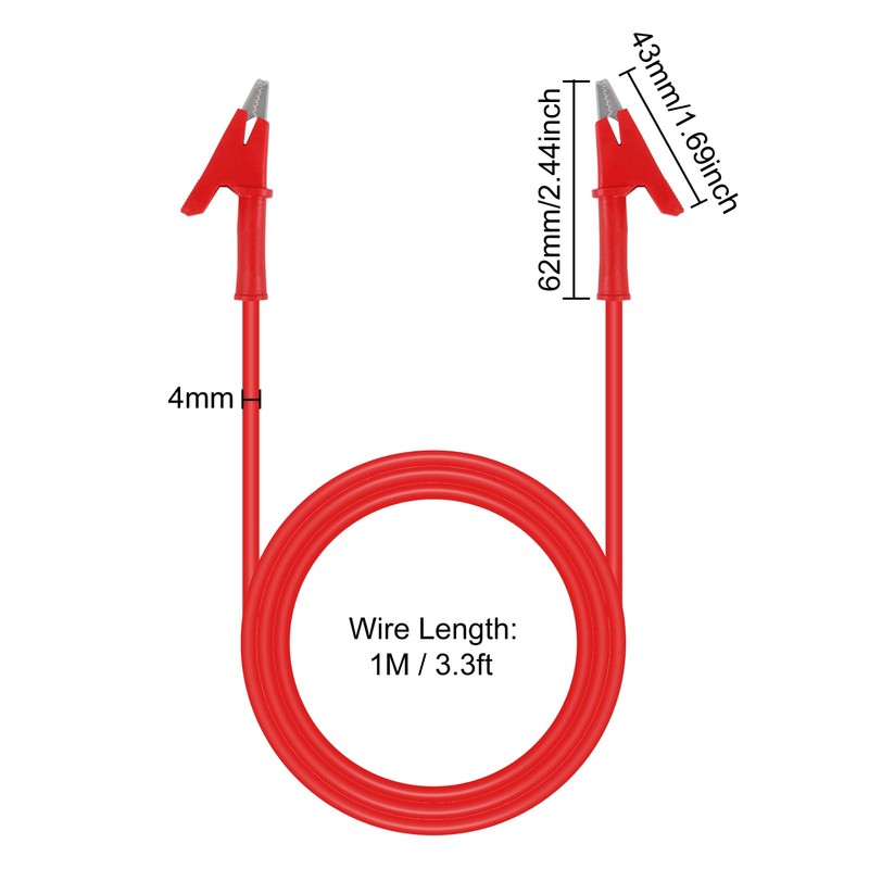 4Pcs Dual Ended Crocodile Alligator Clips Test Leads Dual Ended