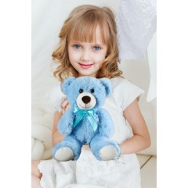 Teddy Bear Stuffed Animal 14 Inch Valentines Day Stuffed Animals - Super Soft Teddy Bears with Ribbon, Cute Teddy Bear for Girlfriend, Boyfriend, Baby Shower, Girls, Boys (Blue)