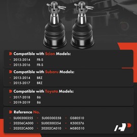 A-Premium 2 x Front Lower Ball Joints, Compatible with Scion FR-S FRS 2013-2016 & Subaru BRZ 2013-2017 & Toyota 86 2017-2019