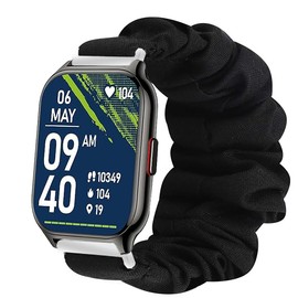 Blueshaweu for ZOSKVEE Smart Watch 22mm Fabric Elastic Scrunchie Elastic Women Cute Replacement Straps Compatible with ZOSKVEE P95,Popglory P95 2.01"/Huakua,ZOSKVEE G50 Smartwatch 1.69" (Black)