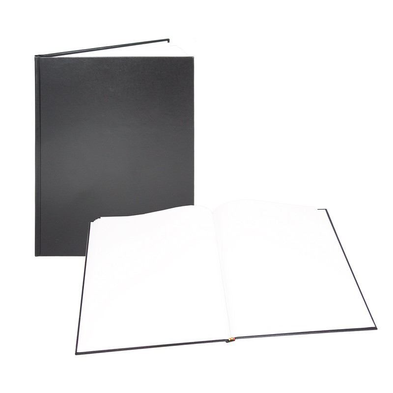 BookFactory Black Blank Notebook/Blank Book/Unruled Notebook - 96 Pages Blank