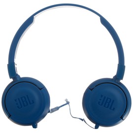JBL T450 Over-Ear Lightweight Foldable Headphones with Pure Bass Sound, Universal 1-Button Remote with Built-In Microphone, Blue