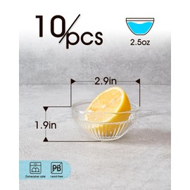 beroca beroca Glass Pinch Bowls, 3in Small Prep Bowl, 2.5oz Mini Glass Bowls, Ingredient Bowls for Spices Sauce, Stackable Dipping Bowl