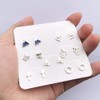 AMOR SPES 7 Pairs Cute Geometry Silver Plated Stud Earrings