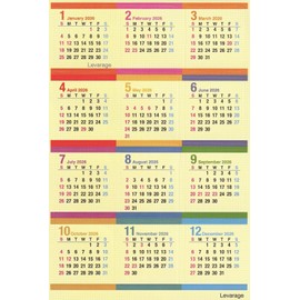 【2026 Version】 Levarage Calendar Sticker Removable and Re-attachable Sticker Calendar Base: Postcard Size Can be removed month by month Reiwa 8th year Reiwa 8th year Next image