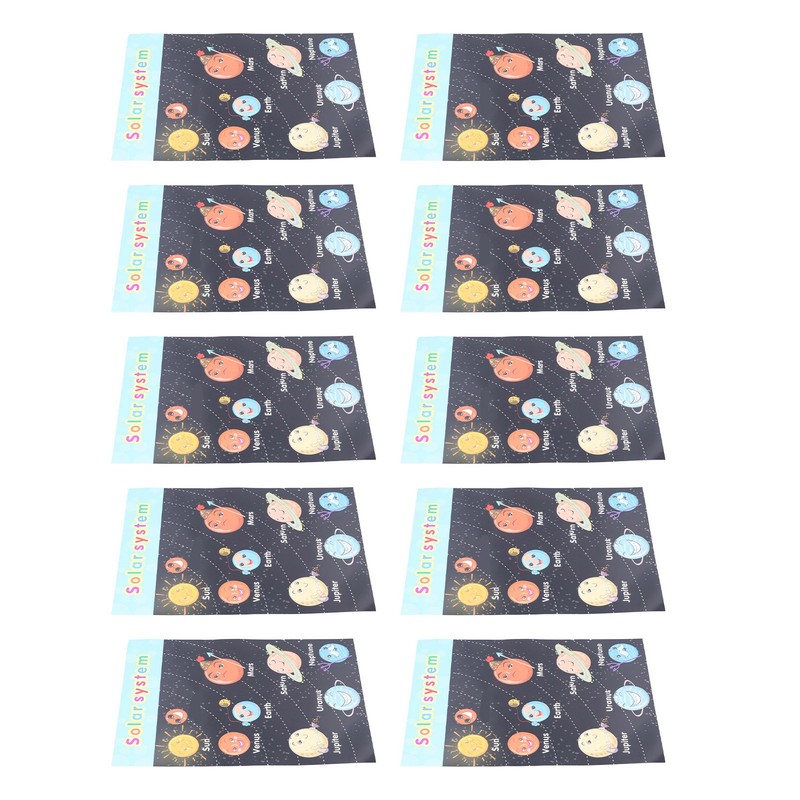 10pcs Children Cartoon Cute Solar System Poster Home School Planet