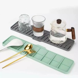 Kitchen Faucet Silicone Mat – Anti-Slip Sink Drain Protection, Slope Drainage for Countertop