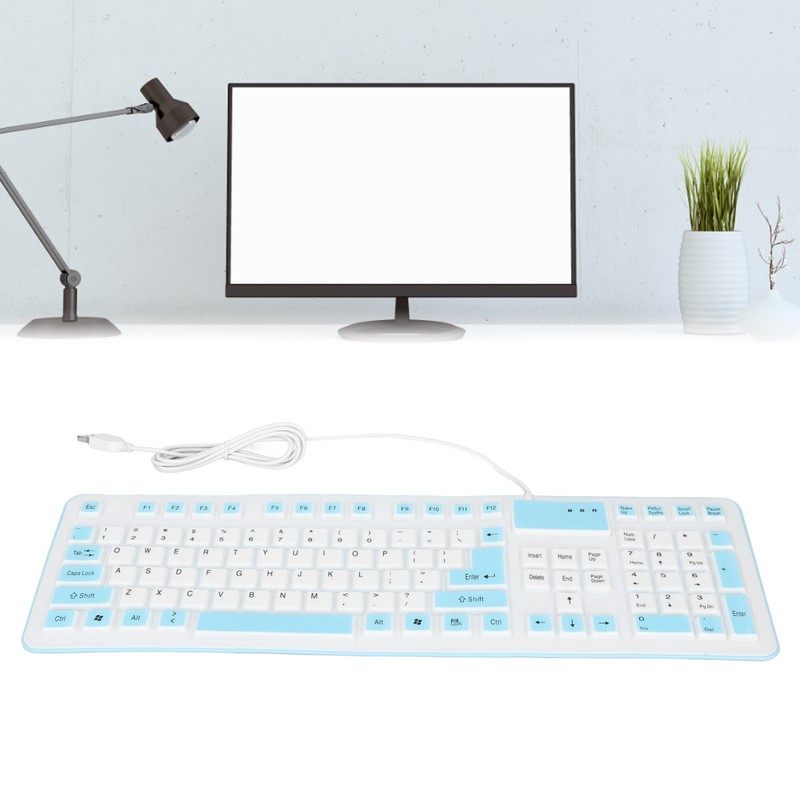 Foldable Silicone Keyboard 106 Keys Waterproof Dustproof Foldable USB Wired