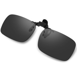 Uaclcau Sunglasses, Clip-on Bib Clip, Flip-up Type, Attaches Over Your Glasses, UV Protection, Ultra Lightweight, Polarized, For Driving, Men's, Women's, Sports, Black