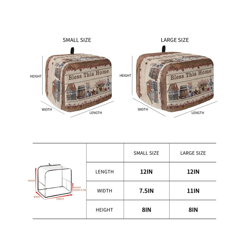Country Star Toaster Cover 2 Slice, Small Kitchen Appliance Covers,