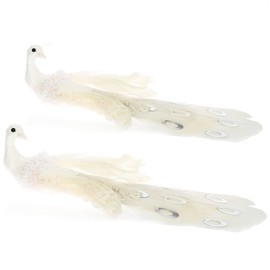 com-four® 2 x Christmas Tree Decorations Bird - Peacock with Sequins for Christmas Tree Decoration - Plastic Birds with Clip for Christmas