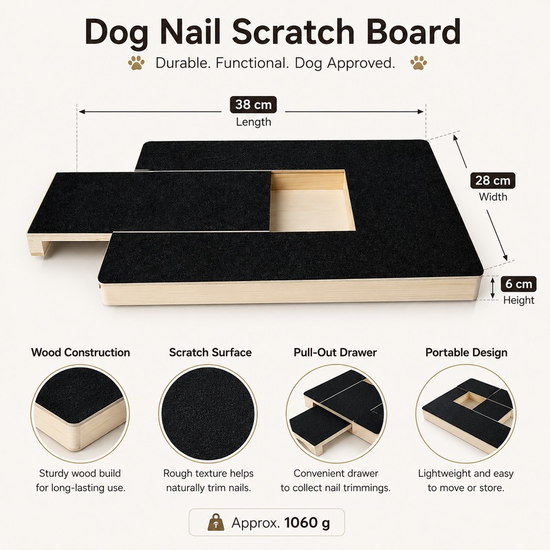 Dog Nail Scratch Board for Easy Trimming – Wooden Treat-Drawer