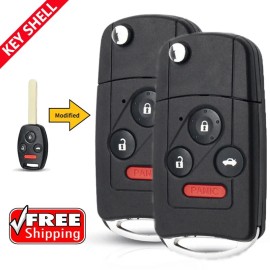 Unbranded 2x Flip Key Shell Remote Case Fob 4 Buttons for Honda Accord Civic CRV Polit Fit