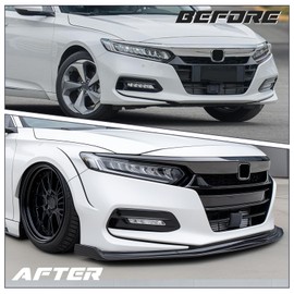 ZXMOTO Front Bumper Lip Spoiler Splitter Body Kit ABS Fit for Honda Accord 2018 2019 2020 ACR Painted White Pearl Front Bumper Lip Splitter Kit