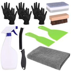 RZJSLSHANHAI 13 Pcs Headstone Cleaner Kit for Grave Cleaning Tombstone Cleaning Tools with Spray Bottle,Scrub Brush,Sponge, Towel,Disposable Gloves,Crevice Brush,2 Plastic Scraper for Granite Stone