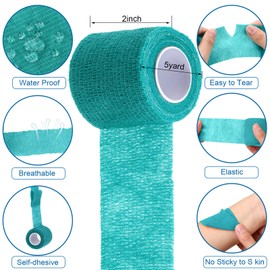 Treela 96 Pack Self Adhesive Bandage Wrap Self Adherent Cohesive Bandages Elastic Athletic Sports Tape Breathable Wound Tape for Stretch Athletic Wrist Ankle (15 Colors,2 Inch X 5 Yard)