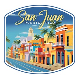 San Juan Puerto Rico Design C Souvenir Fridge Magnet 2-Inch