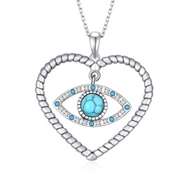 Evil Eye Necklace 925 Sterling Silver Evil Eye Turquoise Necklace for Women Girls Evil Eye Jewelry Gifts