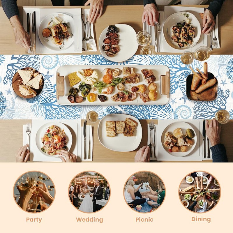 ANATTASOUL Table Runner, Corals and Shells Table Runners, Spring Terylene