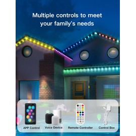 Joezhe Permanent Outdoor Lights, Smart Outdoor Lights, 50ft with 36 LED Lights IP67 Water-Proof for Outdoor Decor, Garden Decor,Equipped with APP and Remote, Work with Alexa, Assistant