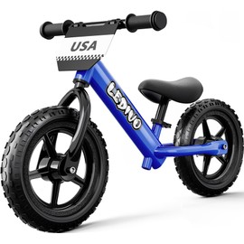 LEDIVO Toddler Balance Bike 2 Year Old, No Pedal 12 Inch Bike for Kids 24 Months to 5 Years Old, Customize Plate (3 Stickers Included), Gift Bikes for Boys Girls 2-5 (blue01, 12 inches)