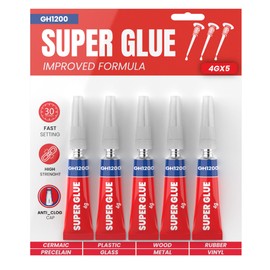 GH1200-4 Gram x 5 PCs Super Glue for All Purpose - Super Fast, Thick & Strong Adhesive Superglue - Cyanoacrylate Glue for Hard Plastics, DIY Craft, Ceramics, Frame, Leather, Metal Etc