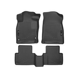 Husky Liners Weatherbeater Floor Mats | Fits 2016 - 2021 Honda Civic Coupe/Sedan/Hatchback (See Description); 2019 - 2021 Honda Insight | Front & 2nd Row, 3-pc Black - 98461