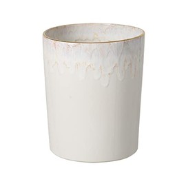 Casafina Ceramic Wastebasket Trash Can - Taormina Collection, White & Gold | Stoneware Bathroom Accessories | Quality Bath Decor | 8'' x 9.75'', 203 oz.