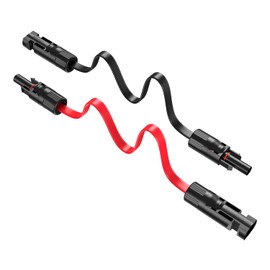Bateria Power Super Flat Solar Cable Connector, 30Amp Balcony Photovoltaic Solar Extension Wire with Male and Female Connectors Solar Panel Adaptor for RV Solar Panels, 1 Pair (Black and Red)